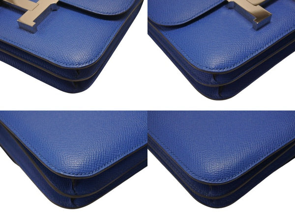 極美品 HERMES エルメス ショルダーバッグ ミニコンスタンス ブルーゼリージュ エプソン C刻印 中古 006022