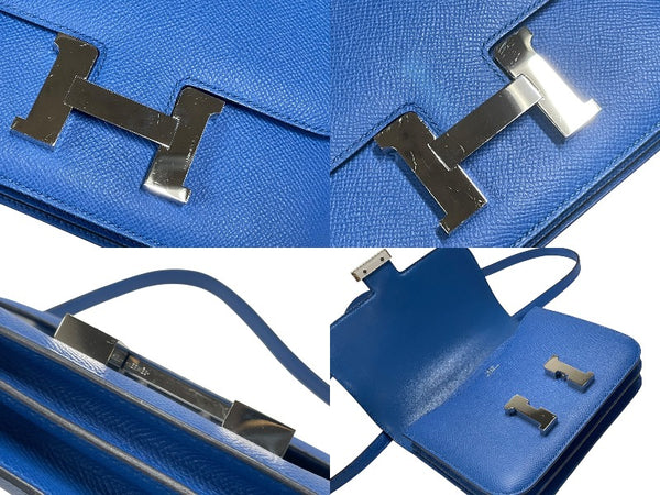 極美品 HERMES エルメス ショルダーバッグ ミニコンスタンス ブルーゼリージュ エプソン C刻印 中古 006022