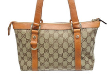 画像をギャラリービューアに読み込む, 極美品 GUCCI グッチ アビーライン ハンドバッグ GGキャンバス レザー 総柄 キャラメルブラウン 中古 4b006033