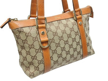 画像をギャラリービューアに読み込む, 極美品 GUCCI グッチ アビーライン ハンドバッグ GGキャンバス レザー 総柄 キャラメルブラウン 中古 4b006033