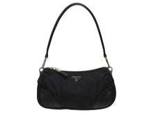 画像をギャラリービューアに読み込む, PRADA プラダ テスート ワンショルダーバッグ ブラック ナイロン レザー ハンドバッグ トライアングルロゴ BR2050 シルバー金具 美品 中古 4b006034