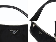 画像をギャラリービューアに読み込む, PRADA プラダ テスート ワンショルダーバッグ ブラック ナイロン レザー ハンドバッグ トライアングルロゴ BR2050 シルバー金具 美品 中古 4b006034