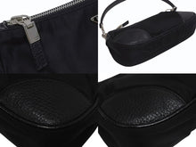 画像をギャラリービューアに読み込む, PRADA プラダ テスート ワンショルダーバッグ ブラック ナイロン レザー ハンドバッグ トライアングルロゴ BR2050 シルバー金具 美品 中古 4b006034