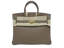 画像をギャラリービューアに読み込む, 新品未使用 HERMES エルメス ハンドバッグ W刻印 バーキン25 エトゥープ ゴールド金具トゴ 中古 4b006036