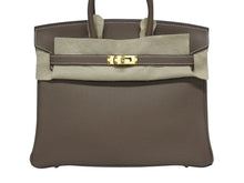 画像をギャラリービューアに読み込む, 新品未使用 HERMES エルメス ハンドバッグ W刻印 バーキン25 エトゥープ ゴールド金具トゴ 中古 4b006036