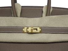 画像をギャラリービューアに読み込む, 新品未使用 HERMES エルメス ハンドバッグ W刻印 バーキン25 エトゥープ ゴールド金具トゴ 中古 4b006036