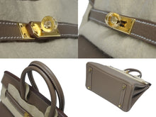 画像をギャラリービューアに読み込む, 新品未使用 HERMES エルメス ハンドバッグ W刻印 バーキン25 エトゥープ ゴールド金具トゴ 中古 4b006036