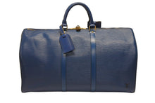 画像をギャラリービューアに読み込む, LOUIS VUITTON ルイヴィトン ボストンバッグ キーポル50 M42965 エピレザー ブルー ゴールド金具 美品 中古 4b006054