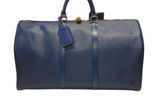 画像をギャラリービューアに読み込む, LOUIS VUITTON ルイヴィトン ボストンバッグ キーポル50 M42965 エピレザー ブルー ゴールド金具 美品 中古 4b006054