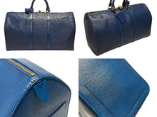画像をギャラリービューアに読み込む, LOUIS VUITTON ルイヴィトン ボストンバッグ キーポル50 M42965 エピレザー ブルー ゴールド金具 美品 中古 4b006054