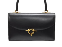 画像をギャラリービューアに読み込む, HERMES エルメス コルドリエール ハンドバッグ ボックスカーフ ブラック ゴールド金具 ○W刻印 1993年 美品 中古 4b006083