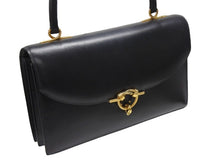 画像をギャラリービューアに読み込む, HERMES エルメス コルドリエール ハンドバッグ ボックスカーフ ブラック ゴールド金具 ○W刻印 1993年 美品 中古 4b006083