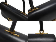 画像をギャラリービューアに読み込む, HERMES エルメス コルドリエール ハンドバッグ ボックスカーフ ブラック ゴールド金具 ○W刻印 1993年 美品 中古 4b006083