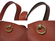 画像をギャラリービューアに読み込む, CELINE セリーヌ ロゴリング ショルダーバッグ トートバッグ M94 レザー レッド ゴールド金具 美品 中古 4b006088