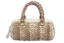 Load image into Gallery viewer, MIUMIU ミュウミュウ ハンドバッグ RN0592 マテラッセ ラムレザー コード編み ピンクベージュ イタリア製 ゴールド金具 美品 中古 4b006089