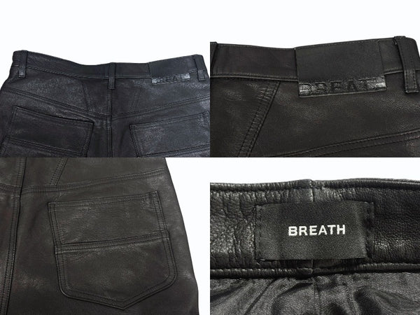 BREATH ブレス NEWRICH LEATHER SHORTS ニューリッチ レザー ショーツ ブラック ゴートスキン BR25SS P1001 サイズL 美品 中古 4b006099