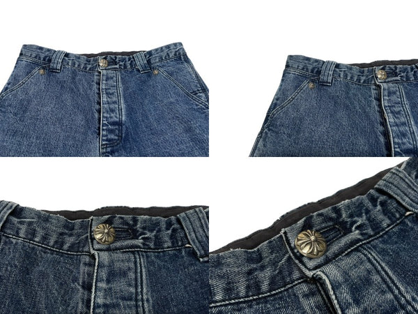極美品 CHROME HEARTS クロムハーツ デニム カーペンターパンツ クロスボール インディゴ サイズ34 中古 4b006118