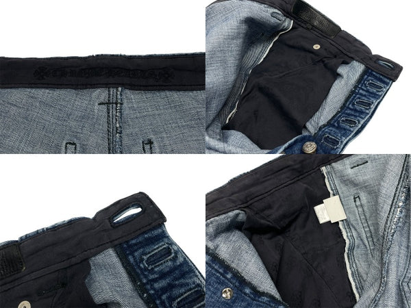 極美品 CHROME HEARTS クロムハーツ デニム カーペンターパンツ クロスボール インディゴ サイズ34 中古 4b006118
