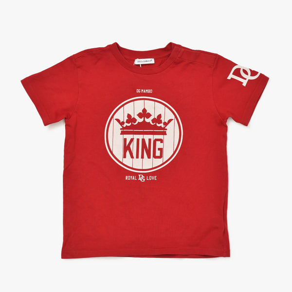 極美品 DOLCE&GABBANA ドルチェアンドガッバーナ 子供服 半袖Tシャツ L1JT8E G7OQL レッド ホワイト サイズ24-30mesi 中古 4b006122