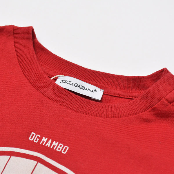 極美品 DOLCE&GABBANA ドルチェアンドガッバーナ 子供服 半袖Tシャツ L1JT8E G7OQL レッド ホワイト サイズ24-30mesi 中古 4b006122