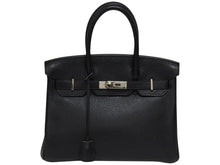 Load image into Gallery viewer, 極美品 HERMES エルメス バーキン30 ハンドバッグ トゴ ブラック シルバー金具 T刻印 中古 4b006134