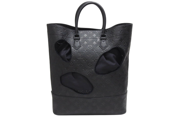 新品同様 LOUIS VUITTON ルイヴィトン コムデギャルソン 川久保玲 トートバッグ M58661 ウィズホールズMM モノグラムアンプラント ブラック 中古4b006137