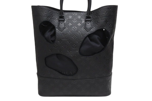 新品同様 LOUIS VUITTON ルイヴィトン コムデギャルソン 川久保玲 トートバッグ M58661 ウィズホールズMM モノグラムアンプラント ブラック 中古4b006137