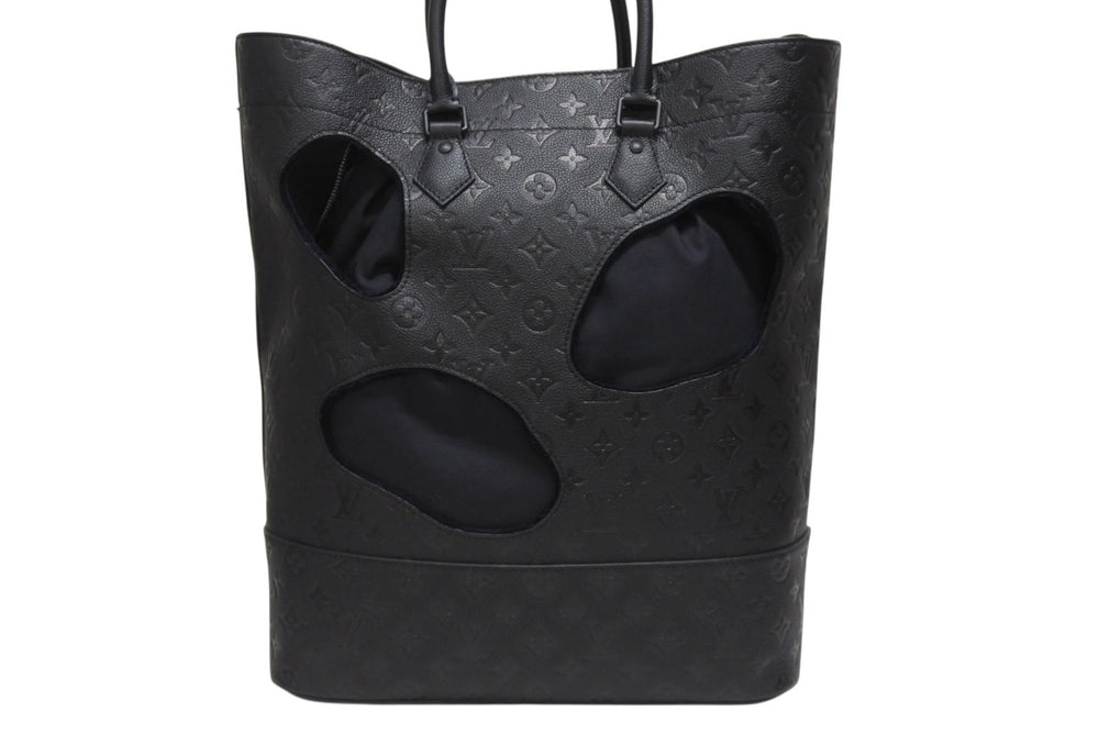Like new LOUIS VUITTON Comme des Garçons Rei Kawakubo Tote Bag M58661 With Holes MM Monogram Empreinte Black Used 4b006137