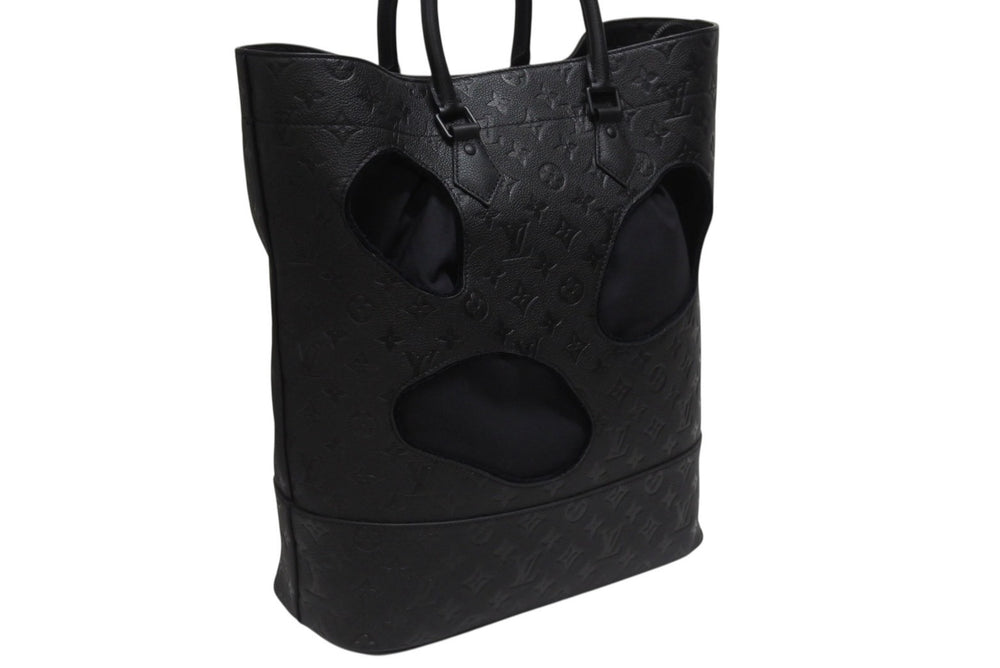 Like new LOUIS VUITTON Comme des Garçons Rei Kawakubo Tote Bag M58661 With Holes MM Monogram Empreinte Black Used 4b006137