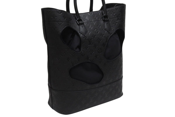新品同様 LOUIS VUITTON ルイヴィトン コムデギャルソン 川久保玲 トートバッグ M58661 ウィズホールズMM モノグラムアンプラント ブラック 中古4b006137