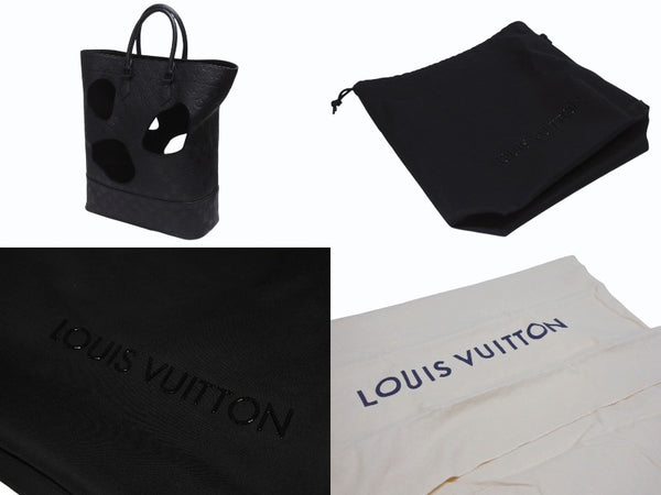 新品同様 LOUIS VUITTON ルイヴィトン コムデギャルソン 川久保玲 トートバッグ M58661 ウィズホールズMM モノグラムアンプラント ブラック 中古4b006137