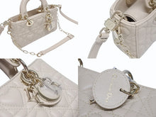Load image into Gallery viewer, 極美品 CHRISTIAN DIOR クリスチャンディオール LADY D-JOY 2WAYバッグ マイクロバッグ カナージュ ベージュ ラムスキン ゴールド金具 中古 4b006155