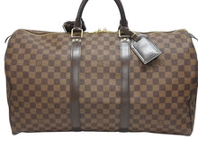 画像をギャラリービューアに読み込む, 極美品 LOUIS VUITTON ルイ ヴィトン キーポル50 ボストンバッグ N41427 ダミエキャンバス ブラウン ゴールド金具 中古 4b006161
