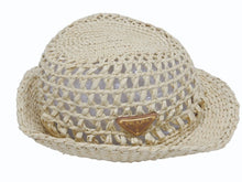 画像をギャラリービューアに読み込む, PRADA プラダ クロシェ フェドーラ ハット 1HC360-2M2S ナチュラル ベージュ サイズS 美品 中古 4b006165