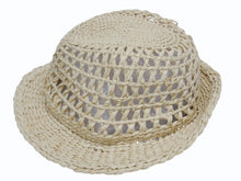 画像をギャラリービューアに読み込む, PRADA プラダ クロシェ フェドーラ ハット 1HC360-2M2S ナチュラル ベージュ サイズS 美品 中古 4b006165