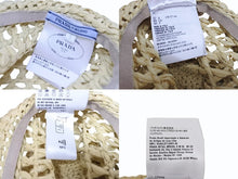 画像をギャラリービューアに読み込む, PRADA プラダ クロシェ フェドーラ ハット 1HC360-2M2S ナチュラル ベージュ サイズS 美品 中古 4b006165