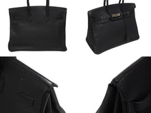 画像をギャラリービューアに読み込む, HERMES エルメス BIRKIN バーキン35 ブラック ゴールド金具 トリヨンクレマンス ハンドバッグ □H刻印 美品 中古 4b006171