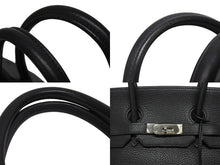 画像をギャラリービューアに読み込む, HERMES エルメス BIRKIN バーキン35 ブラック ゴールド金具 トリヨンクレマンス ハンドバッグ □H刻印 美品 中古 4b006171