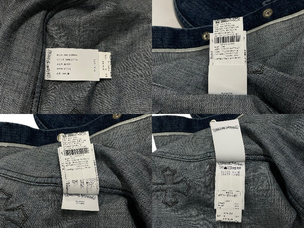 極美品 CHROME HEARTS クロムハーツ 長袖デニムシャツ サイズXL クロスボール クロスパッチ デニム ブルー コットン シルバー925 中古 4b006174