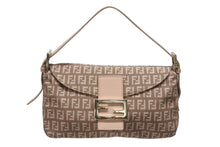 画像をギャラリービューアに読み込む, FENDI フェンディ ズッキーノ柄 マンマバケット ワンショルダーバッグ 8BR003 ピンク ガンメタリック金具 美品 中古 4b006144