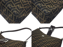 画像をギャラリービューアに読み込む, FENDI フェンディ マンマバケット ワンショルダーバッグ 26424 ズッカ柄 ブラウン キャンバス レザー シルバー金具 美品 中古 4b006181
