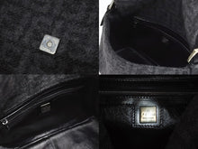 画像をギャラリービューアに読み込む, FENDI フェンディ マンマバケット ワンショルダーバッグ ズッカ柄 ブラック グレー ウール レザー シルバー金具 美品 中古 4b006182