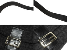 画像をギャラリービューアに読み込む, FENDI フェンディ マンマバケット ワンショルダーバッグ ズッカ柄 ブラック グレー ウール レザー シルバー金具 美品 中古 4b006182