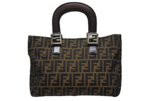 画像をギャラリービューアに読み込む, FENDI フェンディ ハンドバッグ トートバッグ ズッカ柄 キャンバス ブラウン ゴールド金具 美品 中古 4b006183