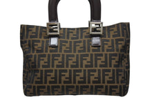 画像をギャラリービューアに読み込む, FENDI フェンディ ハンドバッグ トートバッグ ズッカ柄 キャンバス ブラウン ゴールド金具 美品 中古 4b006183