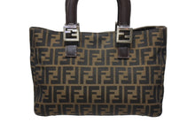 画像をギャラリービューアに読み込む, FENDI フェンディ ハンドバッグ トートバッグ ズッカ柄 キャンバス ブラウン ゴールド金具 美品 中古 4b006183