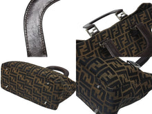 画像をギャラリービューアに読み込む, FENDI フェンディ ハンドバッグ トートバッグ ズッカ柄 キャンバス ブラウン ゴールド金具 美品 中古 4b006183