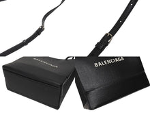 画像をギャラリービューアに読み込む, BALENCIAGA バレンシアガ ショッピングトートXXS 2WAY ショルダーバッグ ブラック レザー 597858 ロゴ シルバー金具 美品 4b006190 正規品