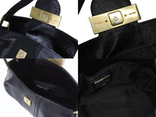 画像をギャラリービューアに読み込む, FENDI フェンディ ロゴプレート ミニハンドバッグ 8BK045 鞄 型押し レザー ブラック ゴールド金具 イタリア製 美品 中古 4b006196