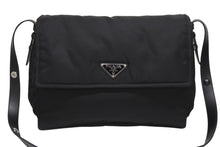 画像をギャラリービューアに読み込む, 極美品 PRADA プラダ ラージ パデッド ショルダーバッグ 1BD256 Re-Nylon ナイロン トライアングルロゴ レザー ブラック 中古 4b006197
